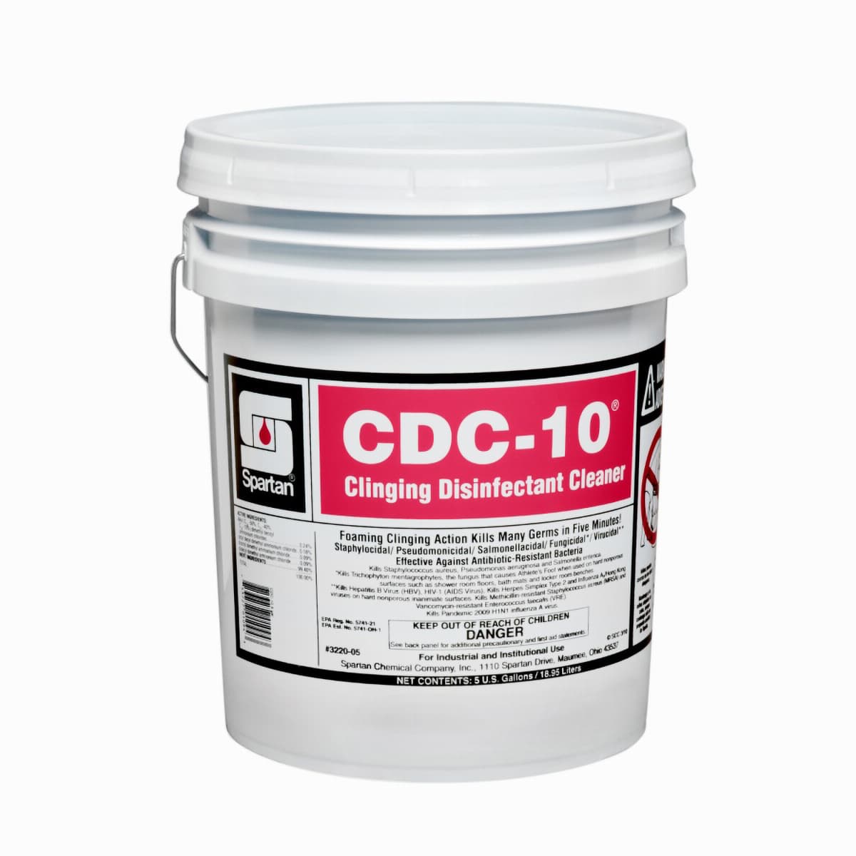 CDC-10® Floral Disinfectant 5 GAL Multi Surface Alkaline RTU Quat 1/Pail