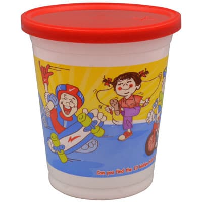 Cold Cup, Lid & Straw Combo Kid With Flat Lid 12 OZ PP Multicolor Aquarium With Hole 500/Case