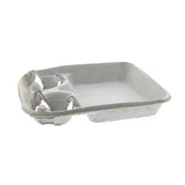 Cup Carrier & Tray 9.875X8.625X1.75 IN 2 Compartment Molded Fiber Natural For 8-24 OZ Without Handle 200/Case