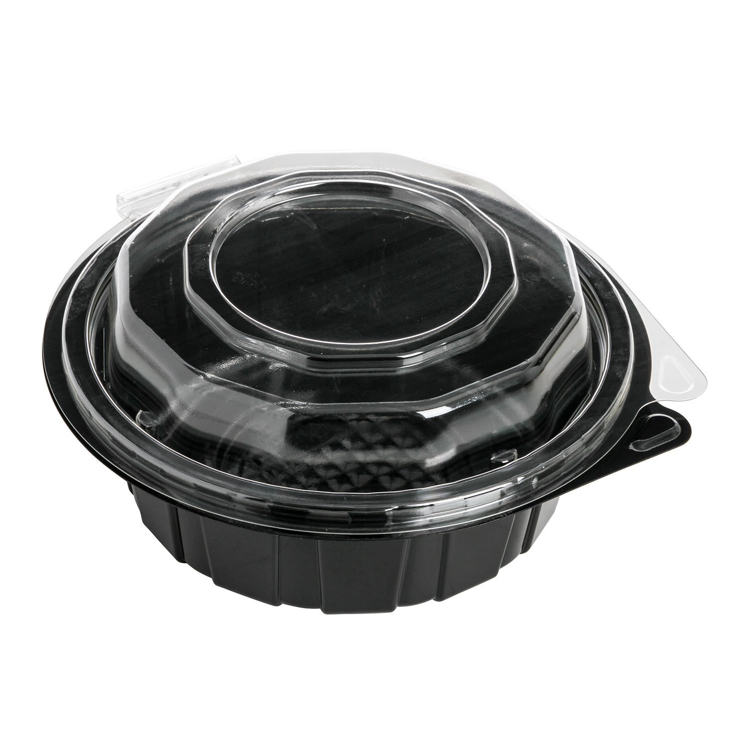Cold Take-Out Container Hinged With Dome Lid 6X6 IN RPET Black Clear Deep 200/Case