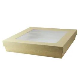 Kray Bakery Box 102 OZ 9.8X9.8X2 IN Corrugated Paperboard Kraft With Window 25 Count/Pack 4 Packs/Case 100 Count/Case