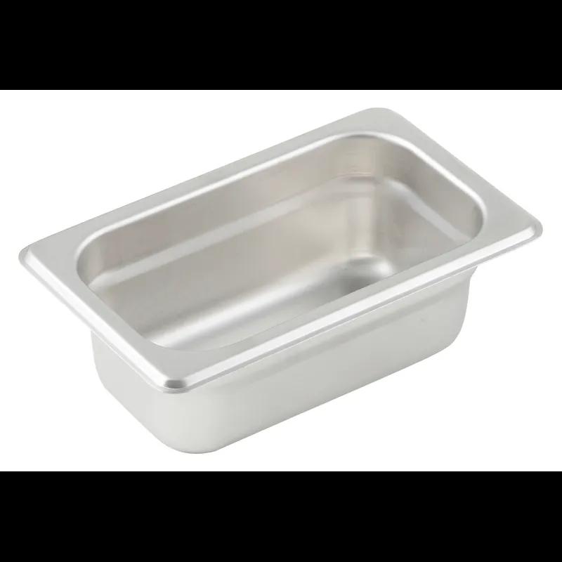 Steam Table Pan 1/9 Size 7X6.44X2.56 IN 18/8 Stainless Steel Rectangle 27GA Anti-Jam Reinforced 1/Each
