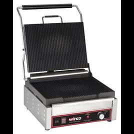 Panini Grill 16.13X9.75 IN Stainless Steel 120V 1750W 14.5 Amperes Ribbed 1/Each