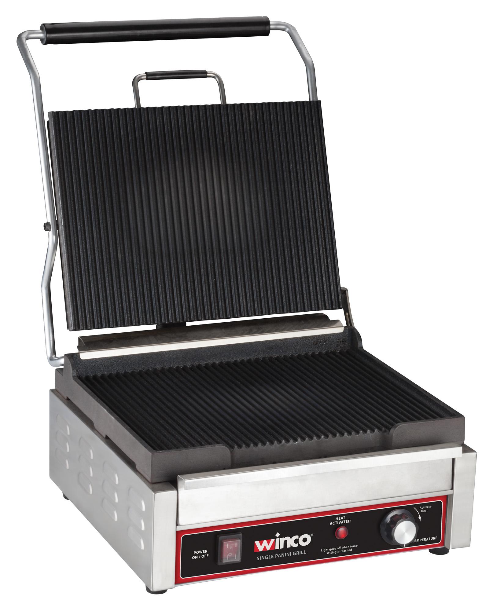Panini Grill 16.13X9.75 IN Stainless Steel 120V 1750W 14.5 Amperes Ribbed 1/Each