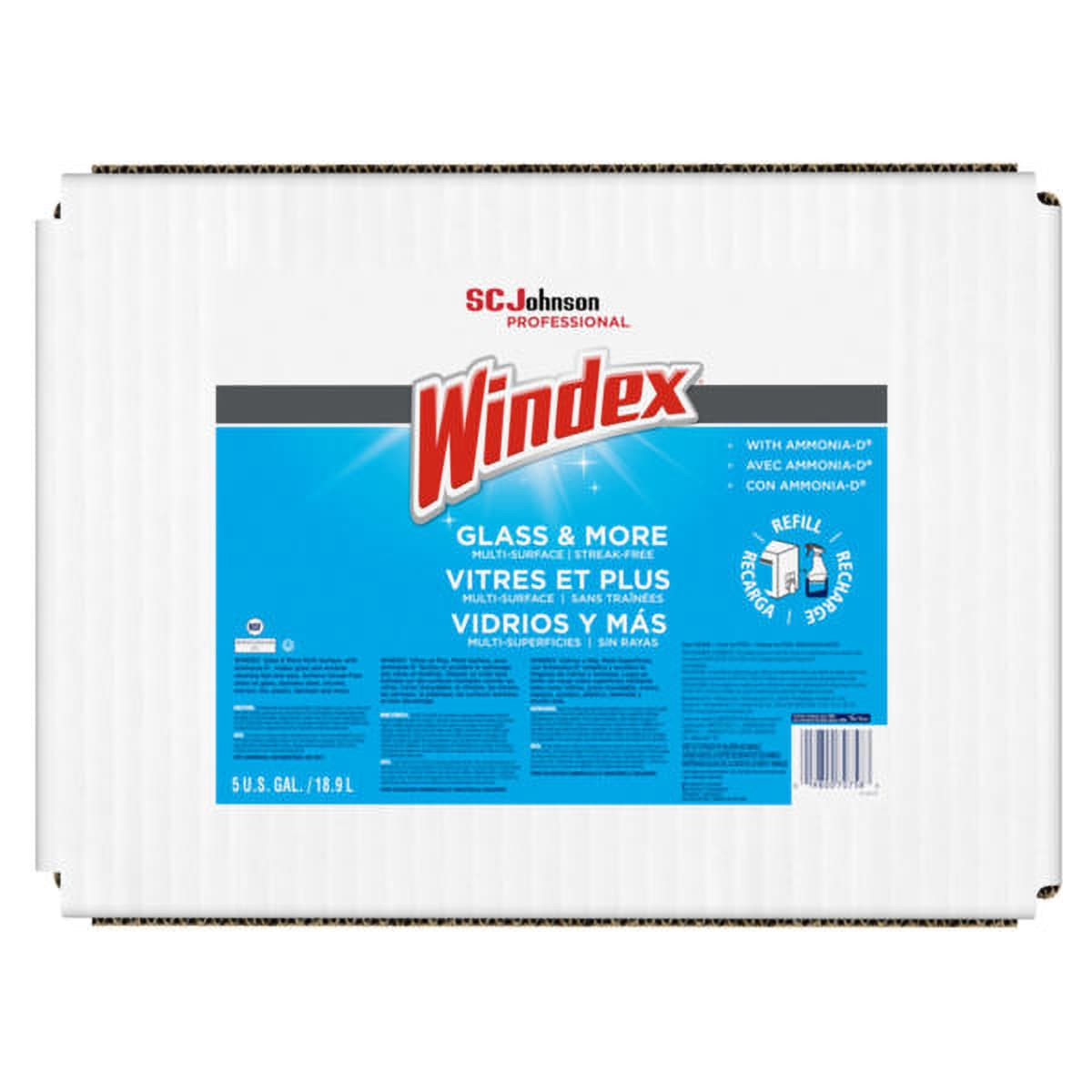 Windex® Clean Scent Window & Glass Cleaner 5 GAL Multi Surface Concentrate Non-Ammoniated 1/Case