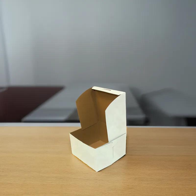 Easy Lock Cake Box 6.5X6.5X4 IN SUS Paperboard CRB White Square Lock Corner 1-Piece 250/Bundle