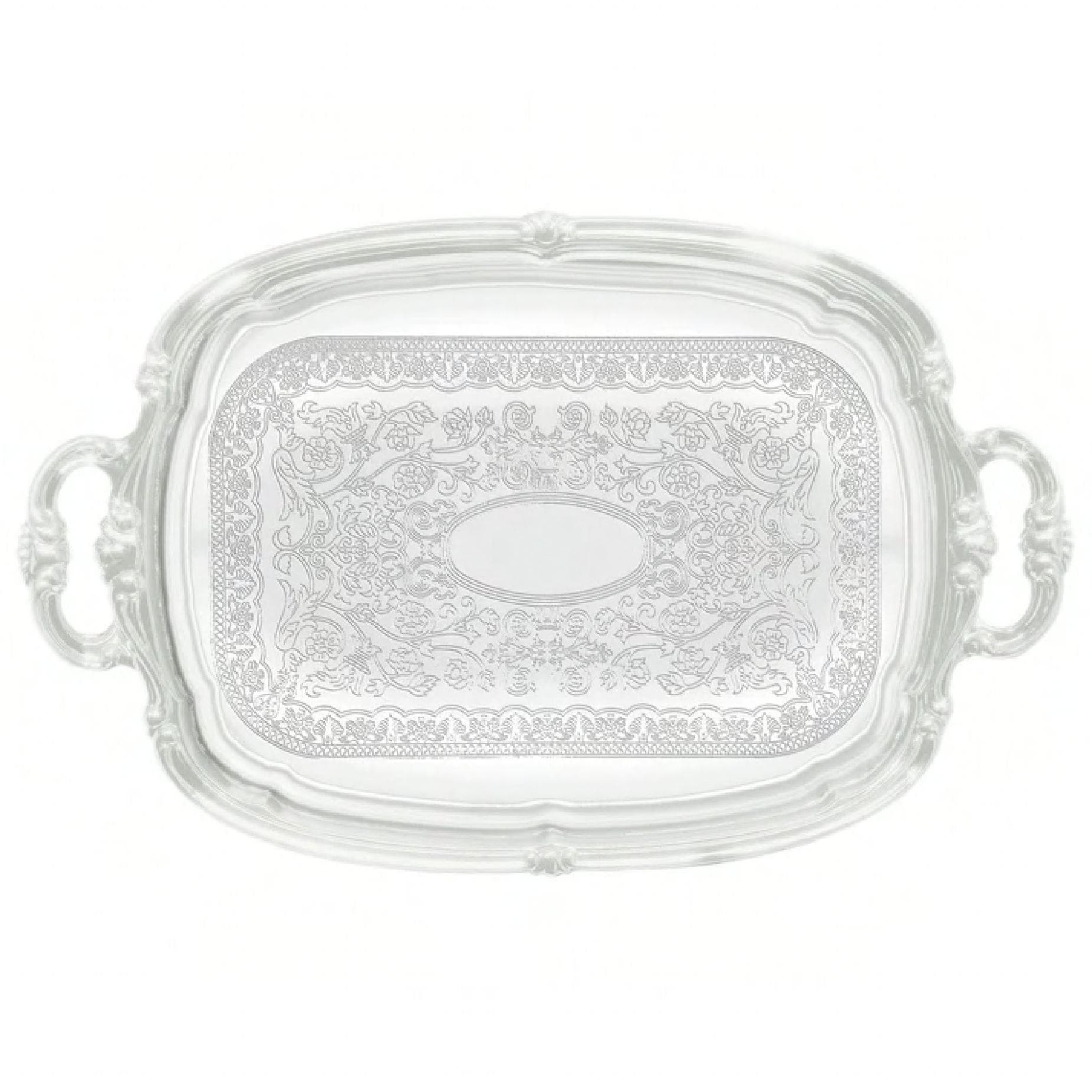 Serving Tray 20.88X13.38X0.75 IN Chrome Plated Oblong With Handles Hand Wash 1/Each