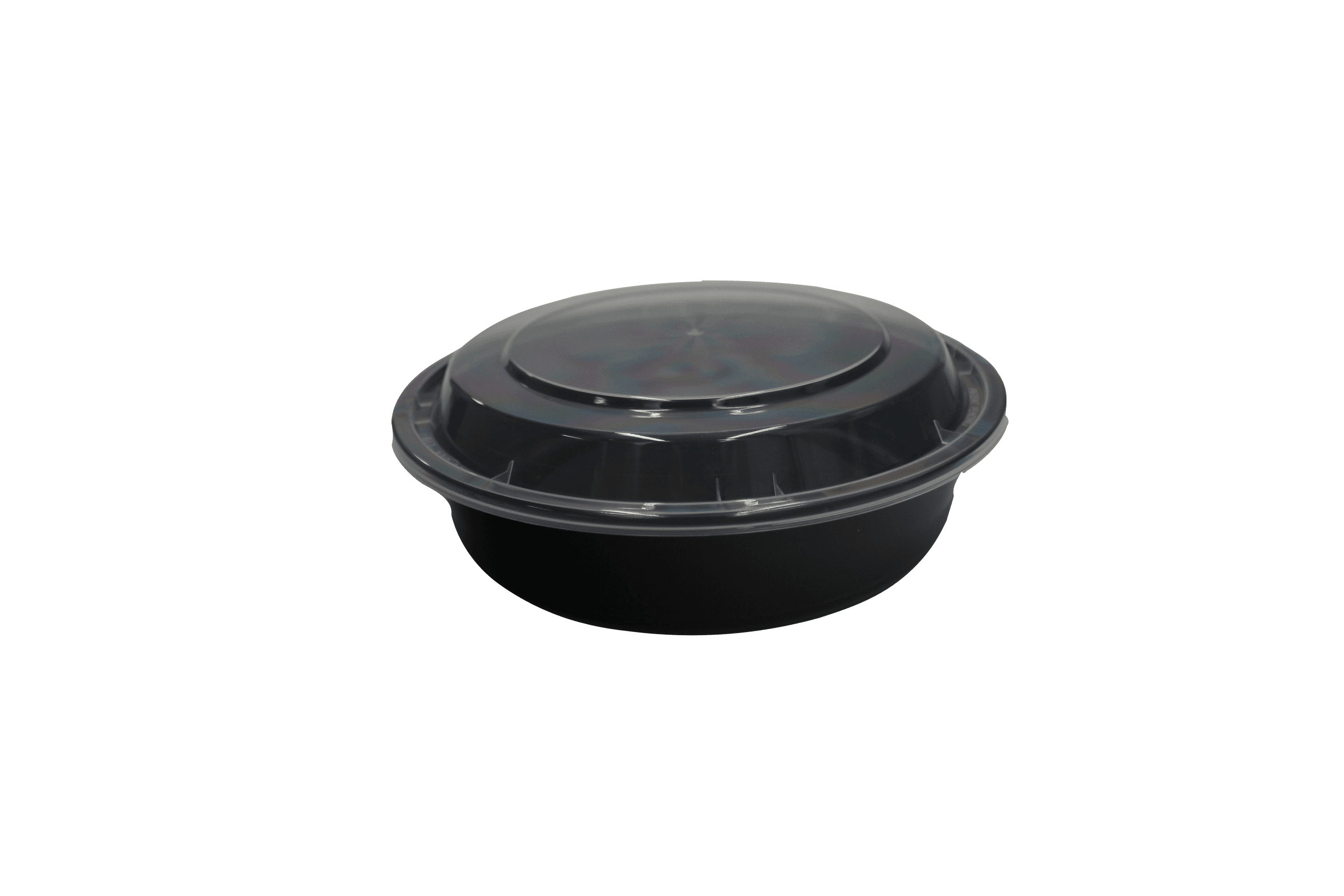 Take-Out Container Base & Lid Combo 24 OZ Plastic Black Round 150/Case