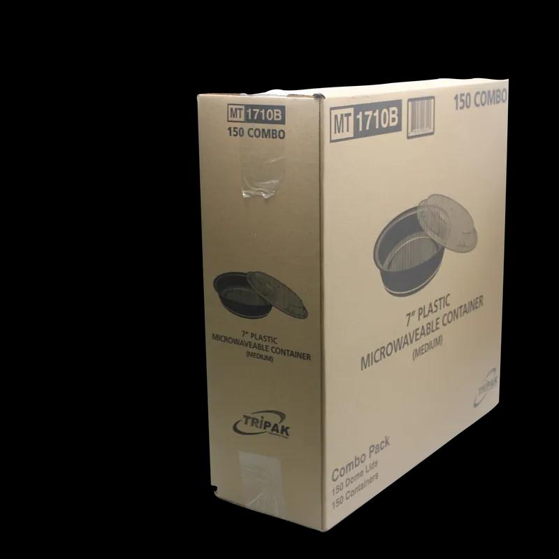 Take-Out Container Base & Lid Combo 24 OZ Plastic Black Round 150/Case