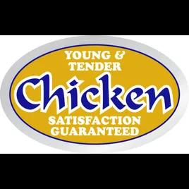 Young & Tender Chicken Meat Label 1.25X2 IN Silver Yellow White Blue Oval Foil 500 Count/Roll 20 Rolls/Case