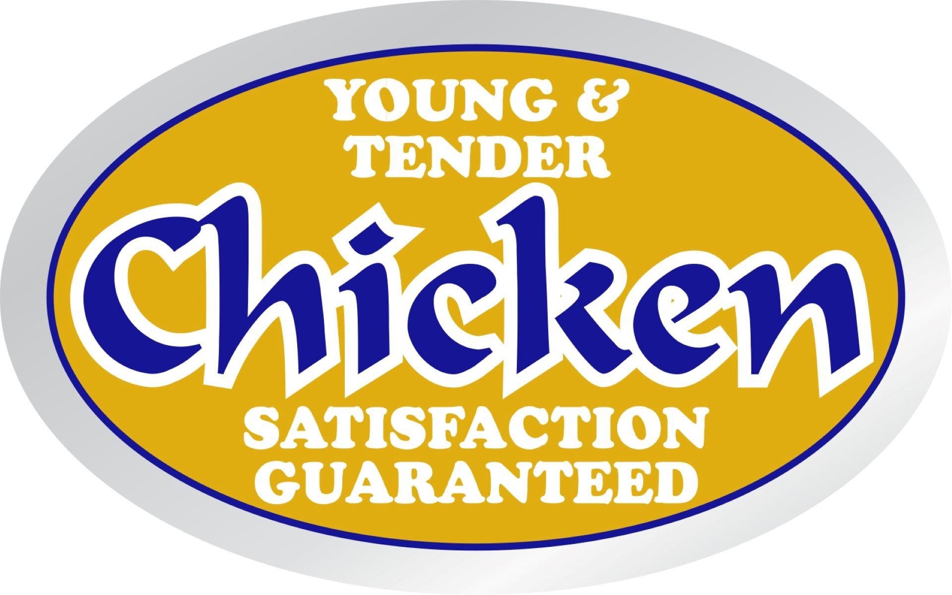 Young & Tender Chicken Meat Label 1.25X2 IN Silver Yellow White Blue Oval Foil 500 Count/Roll 20 Rolls/Case