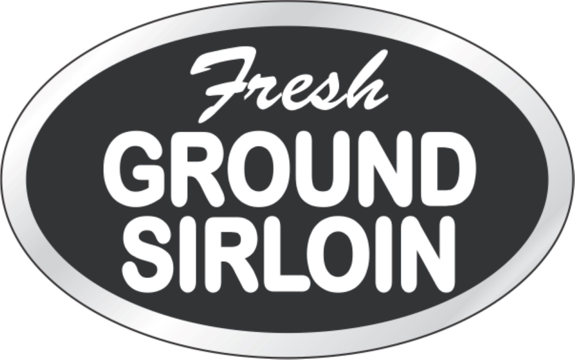 Fresh Ground Sirloin Meat Label 1.25X2 IN Silver White Black Oval 500 Count/Roll 20 Rolls/Case 10000 Count/Case