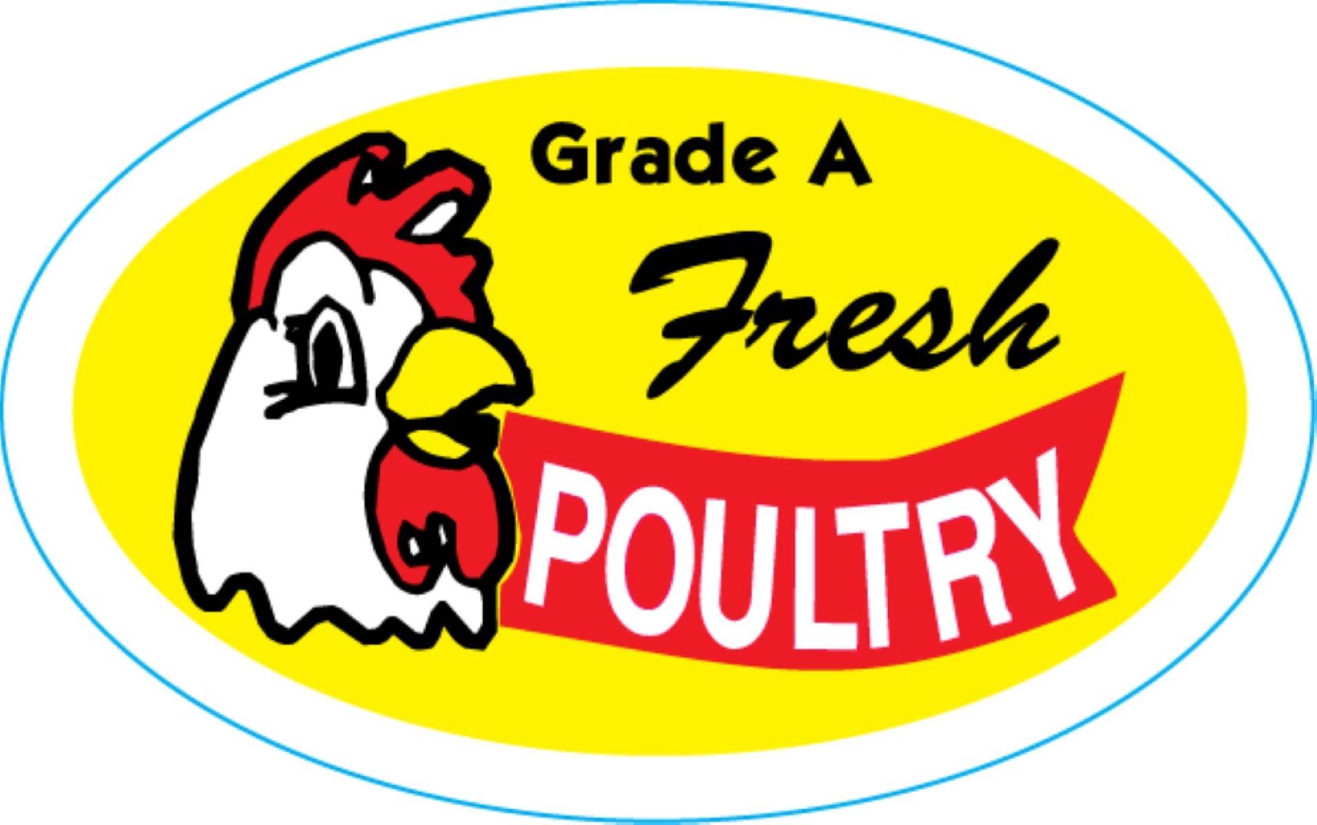 Grade A Fresh Poultry Meat Flavor Label 1.25X2 IN Red Yellow Black Oval 500 Count/Roll 20 Rolls/Case 10000 Count/Case