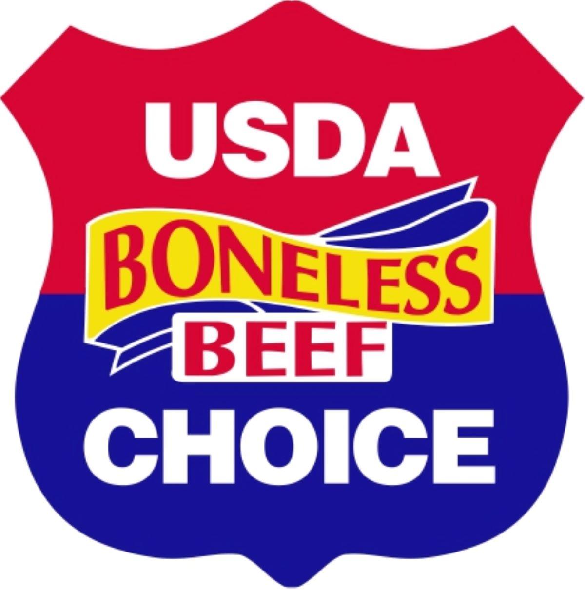 USDA Choice Boneless Beef Meat Label 1.3X1.3 IN Red Blue Yellow Shield 1000 Count/Roll 25 Rolls/Case 25000 Count/Case