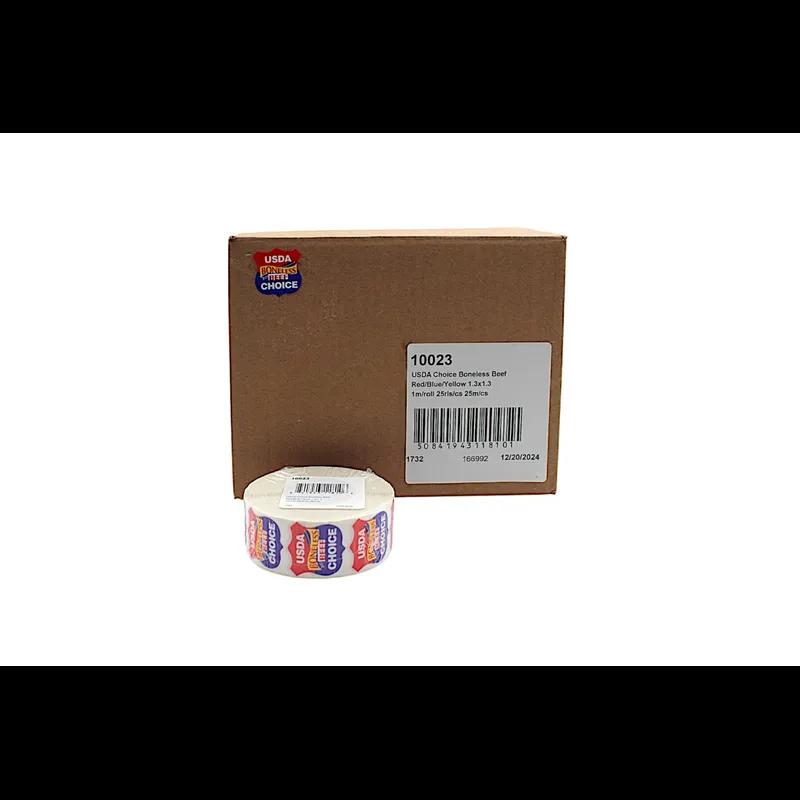 USDA Choice Boneless Beef Meat Label 1.3X1.3 IN Red Blue Yellow Shield 1000 Count/Roll 25 Rolls/Case 25000 Count/Case