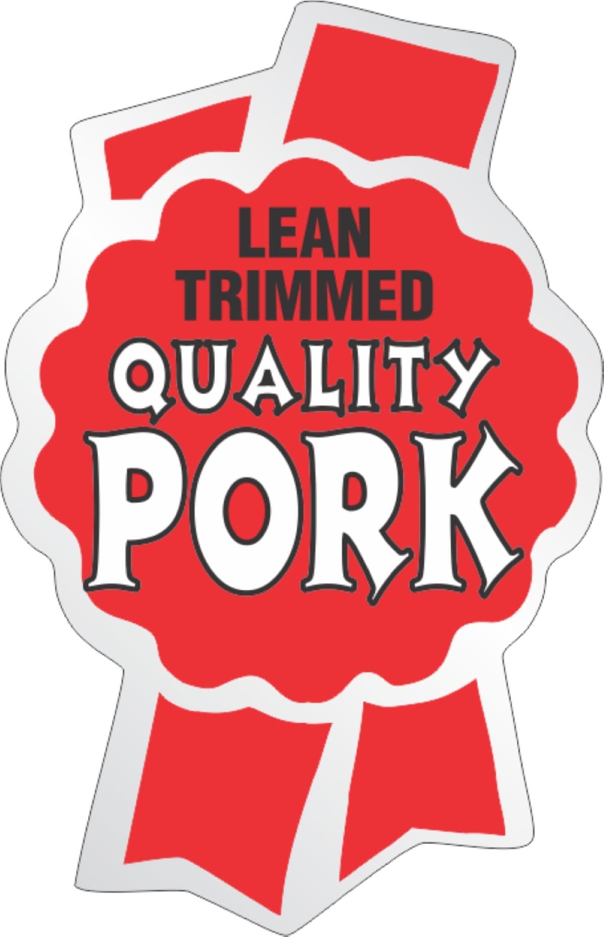 Lean Trim Quality Pork Meat Pork Label 1.5X2.3 IN Red Black Silver Ribbon 500 Count/Roll 20 Rolls/Case 10000 Count/Case