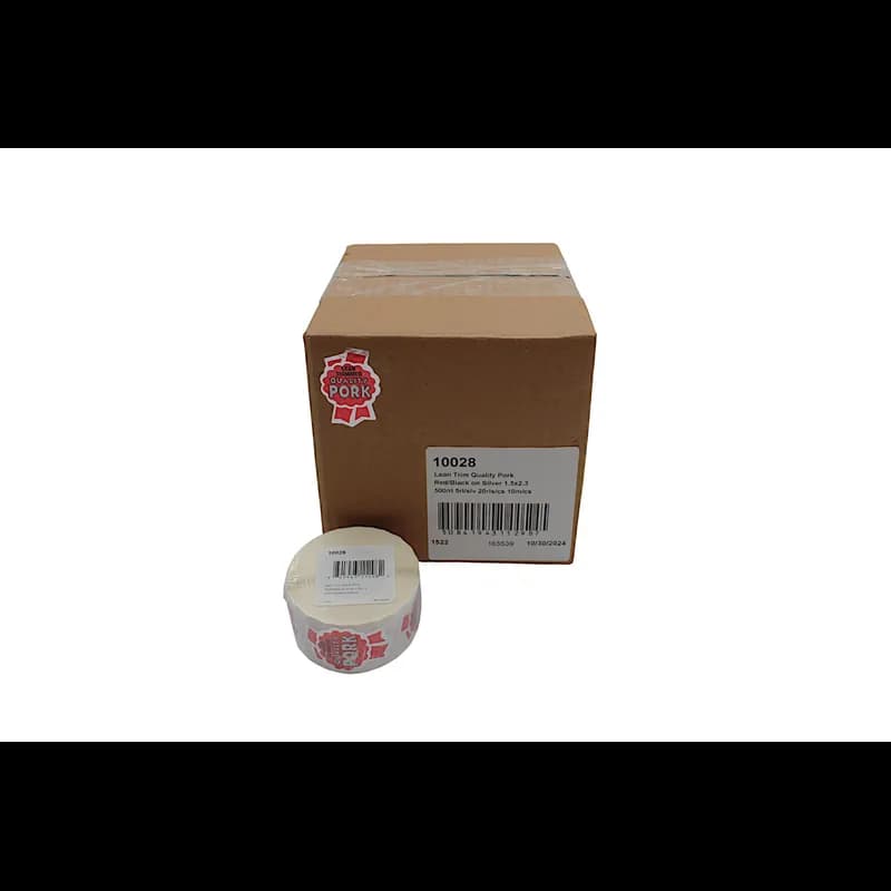 Lean Trim Quality Pork Meat Pork Label 1.5X2.3 IN Red Black Silver Ribbon 500 Count/Roll 20 Rolls/Case 10000 Count/Case
