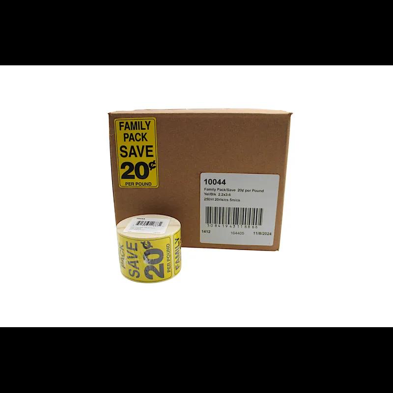 Family Pack Save 20¢ Per Pound Meat Value Family Label 2.2X3.6 IN Yellow Black 250 Count/Roll 20 Rolls/Case