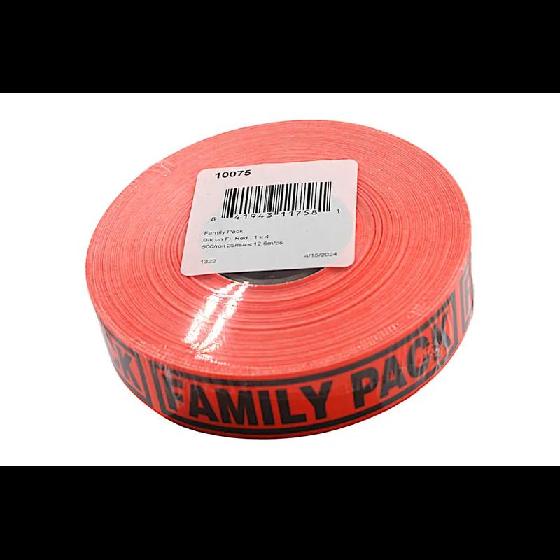 Family Pack Meat General Purpose Label 1X4 IN Black Fluorescent Red Rectangle 500 Count/Roll 25 Rolls/Case