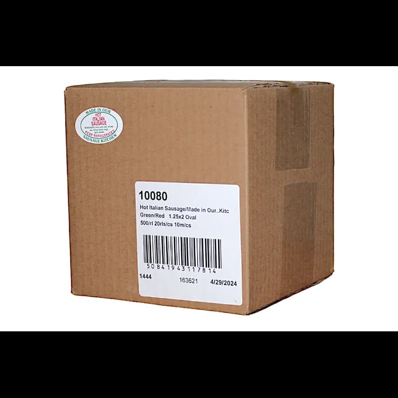 Hot Italian Sausage Made in Our Sausage Kitchen Ingredient Label 1.25X2 IN Green Red Oval 500 Count/Roll 20 Rolls/Case