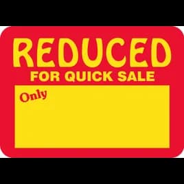 Reduced for Quick Sale Promo Write In Label 1.75X1.25 IN Red Yellow 1000 Count/Roll 30 Rolls/Case 30000 Count/Case