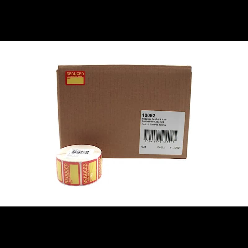 Reduced for Quick Sale Promo Write In Label 1.75X1.25 IN Red Yellow 1000 Count/Roll 30 Rolls/Case 30000 Count/Case