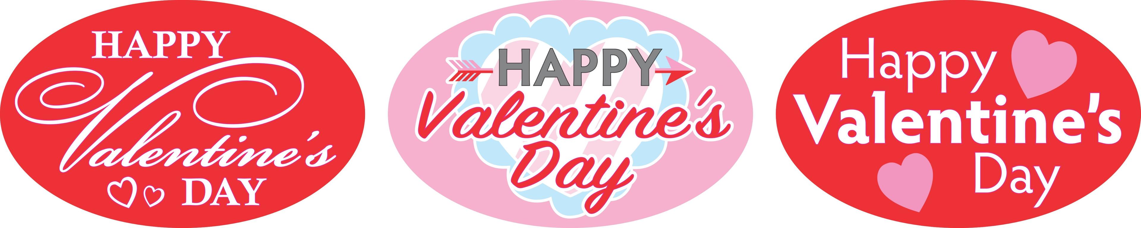 Happy Valentine's Day Holiday Label 1.25X2 IN 4 Color Oval 500 Count/Roll 20 Rolls/Case 10000 Count/Case