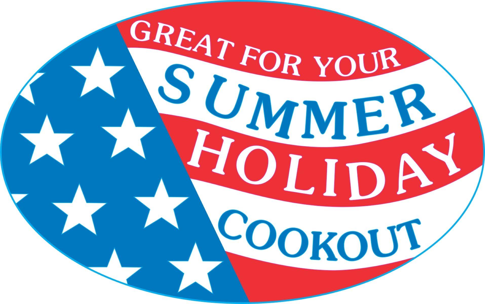 Great For Your Summer Holiday Cookout Holiday Label 1.25X2 IN Red Blue Oval 500 Count/Roll 20 Rolls/Case