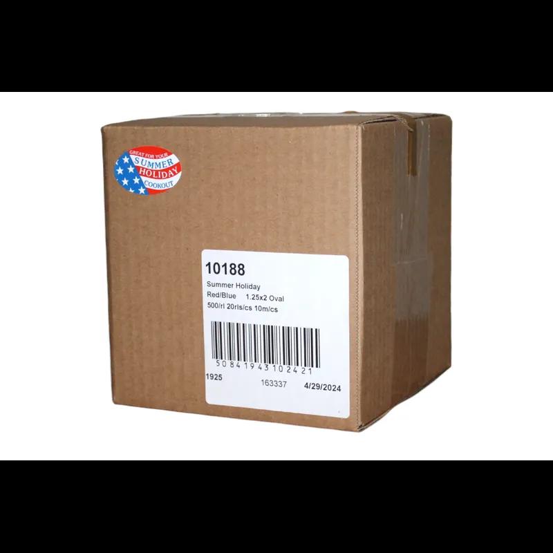 Great For Your Summer Holiday Cookout Holiday Label 1.25X2 IN Red Blue Oval 500 Count/Roll 20 Rolls/Case