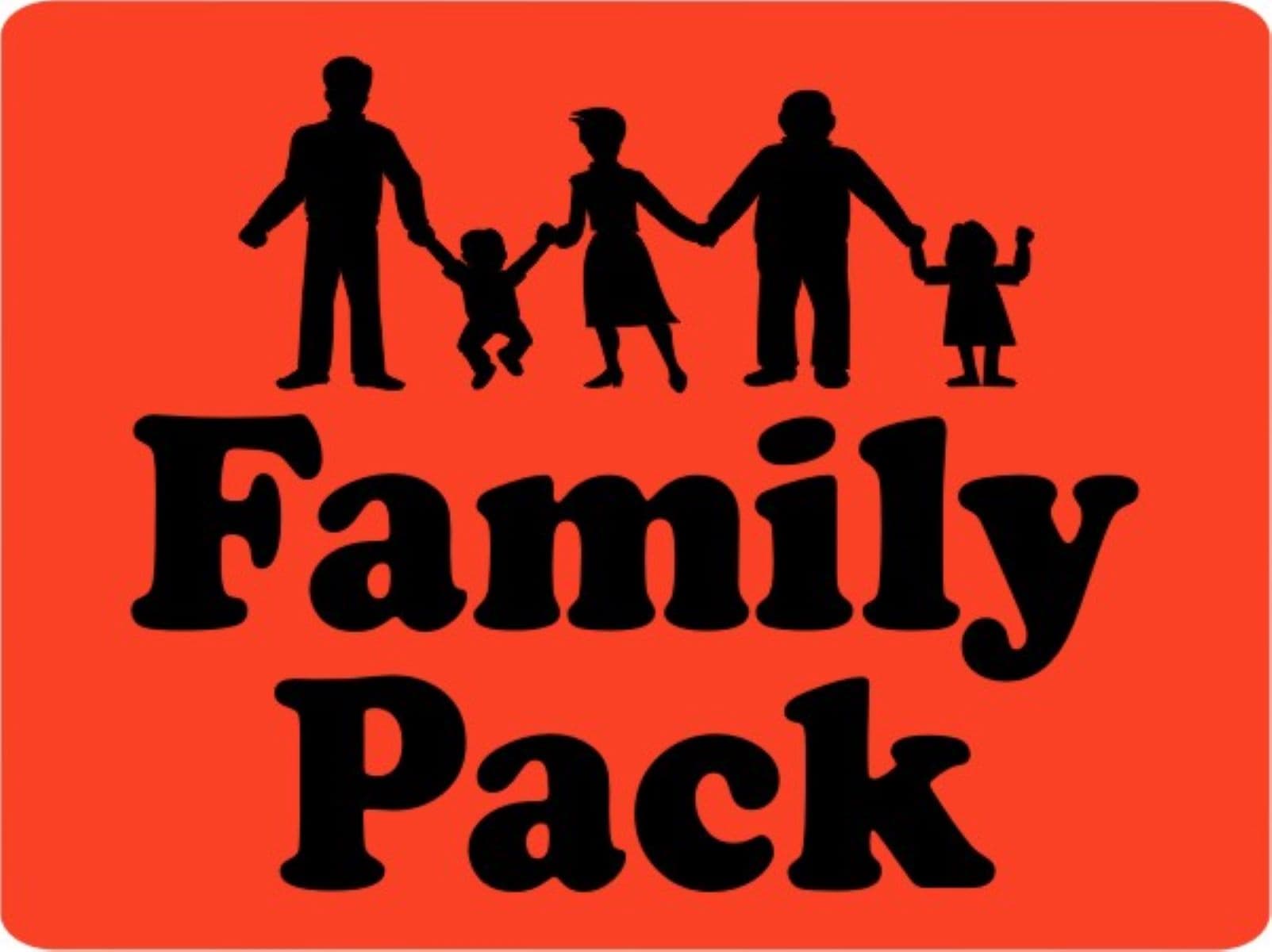 Family Pack Meat Value Family Label 1.5X2 IN Black Fluorescent Red With People 500 Count/Roll 20 Rolls/Case