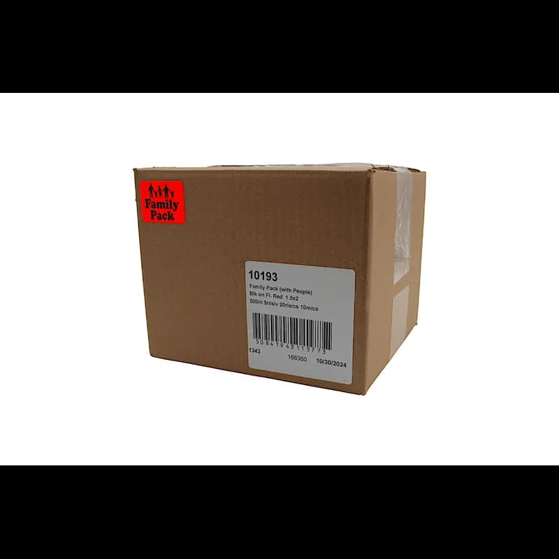 Family Pack Meat Value Family Label 1.5X2 IN Black Fluorescent Red With People 500 Count/Roll 20 Rolls/Case