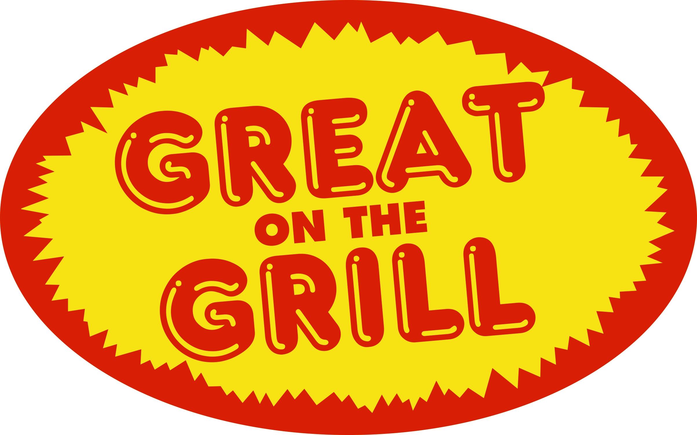 Great On The Grill Meat Grilling Label 1.25X2 IN Red Yellow Oval 1000 Count/Roll 20 Rolls/Case 20000 Count/Case