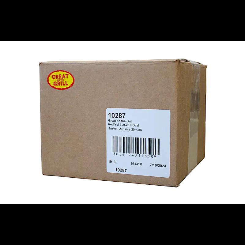 Great On The Grill Meat Grilling Label 1.25X2 IN Red Yellow Oval 1000 Count/Roll 20 Rolls/Case 20000 Count/Case