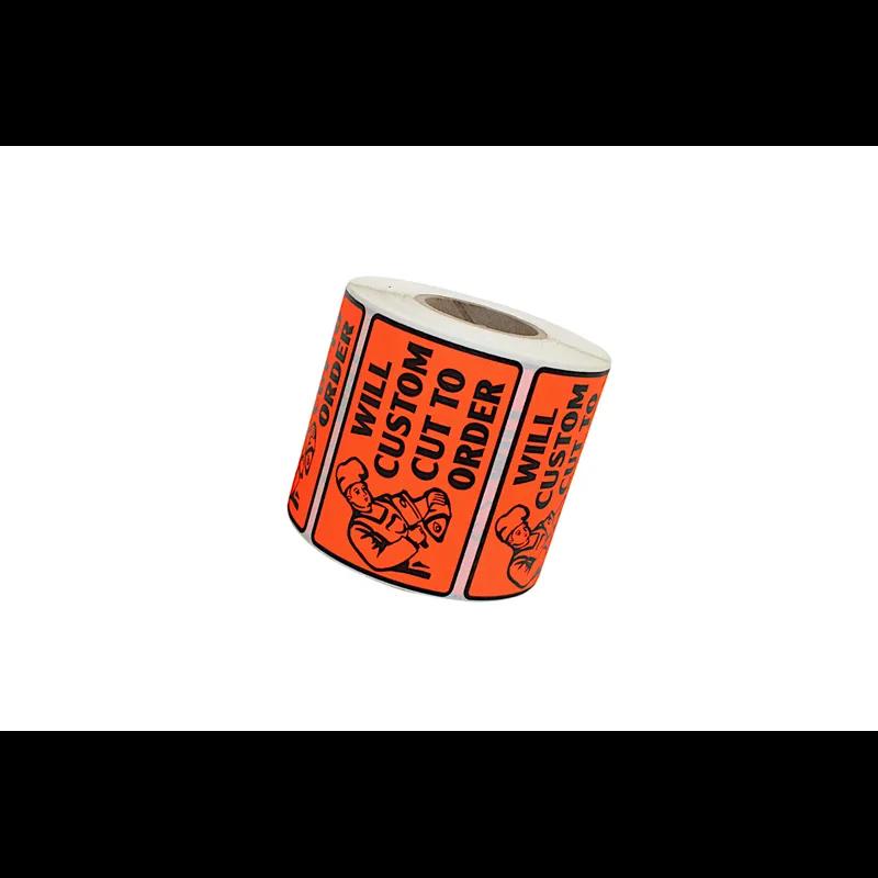 Will Custom Cut to Order Meat Label 3X2 IN Black Fluorescent Red 500 Count/Roll 20 Rolls/Case 10000 Count/Case