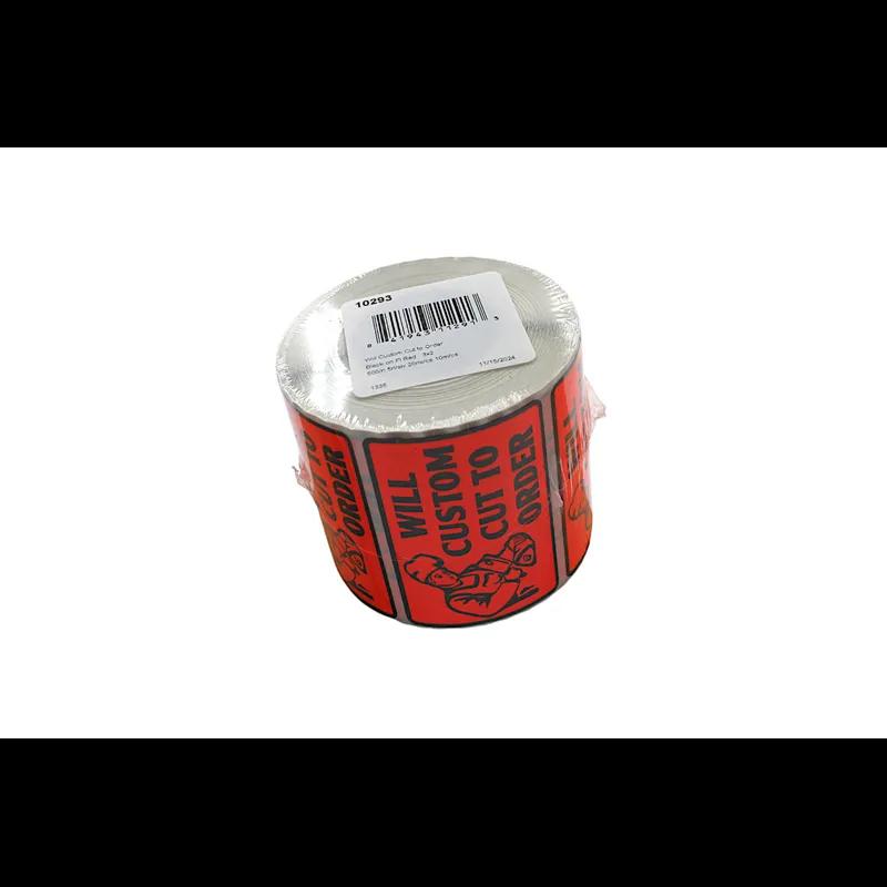 Will Custom Cut to Order Meat Label 3X2 IN Black Fluorescent Red 500 Count/Roll 20 Rolls/Case 10000 Count/Case