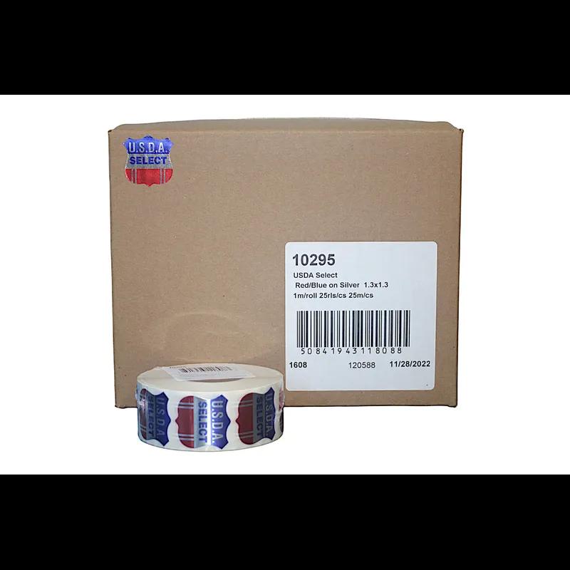 USDA Select Meat Label 1.3X1.3 IN Red Blue Silver Shield 1000 Count/Roll 25 Rolls/Case 25000 Count/Case
