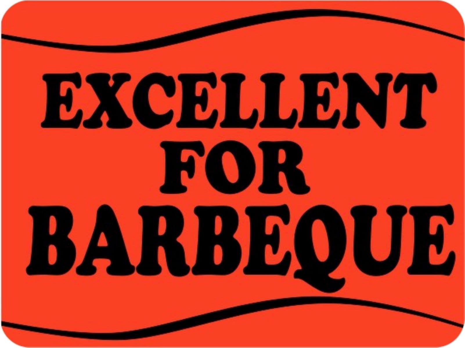 Excellent for Barbeque Meat Label 1.5X2 IN Black Fluorescent Red Wave 500 Count/Roll 20 Rolls/Case 10000 Count/Case