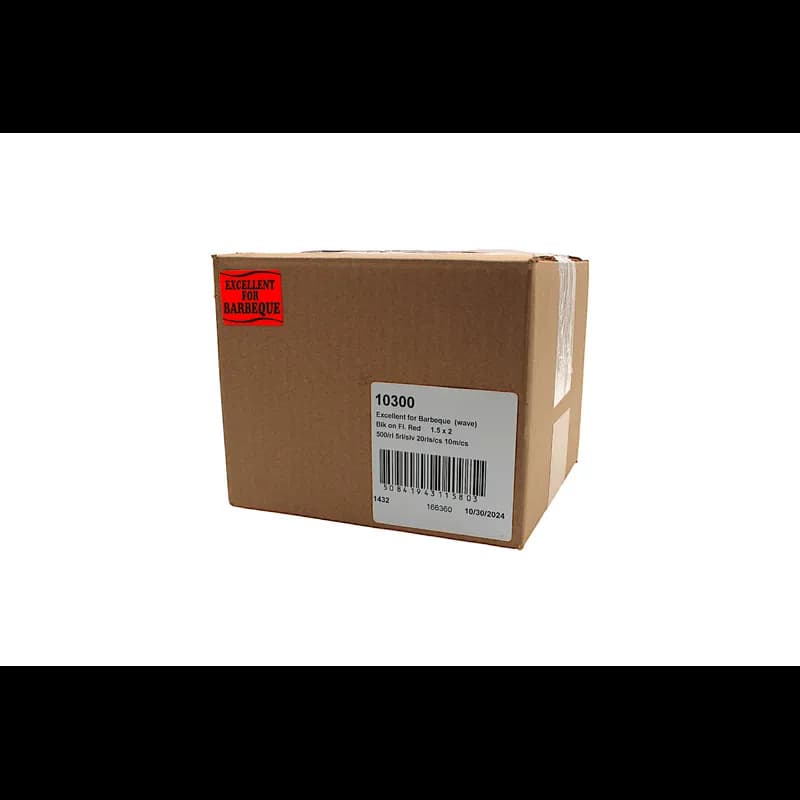 Excellent for Barbeque Meat Label 1.5X2 IN Black Fluorescent Red Wave 500 Count/Roll 20 Rolls/Case 10000 Count/Case
