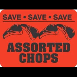 Assorted Chops Save Save Save Meat Label 1.5X2 IN Black Fluorescent Red 500 Count/Roll 20 Rolls/Case 10000 Count/Case