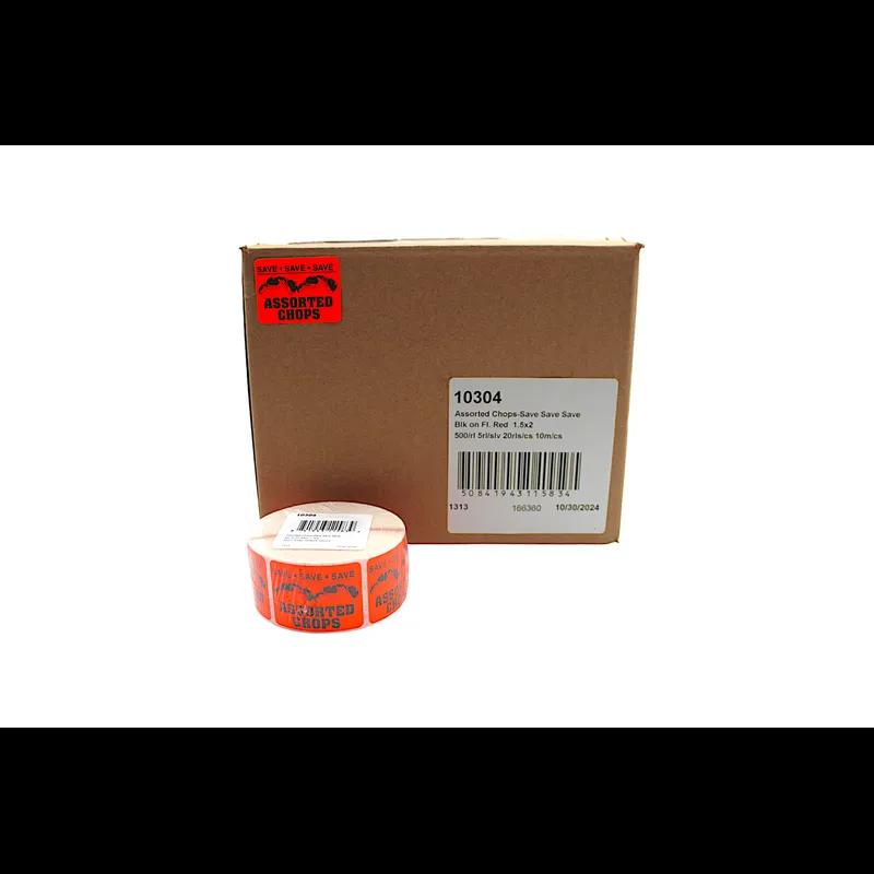 Assorted Chops Save Save Save Meat Label 1.5X2 IN Black Fluorescent Red 500 Count/Roll 20 Rolls/Case 10000 Count/Case