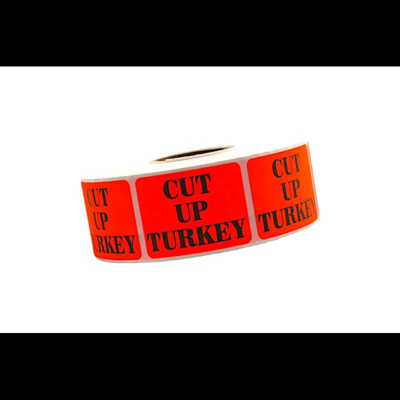 Cut Up Turkey Meat Label 1.5X2 IN Black Fluorescent Red Paper 1000 Count/Roll 20 Rolls/Case 20000 Count/Case