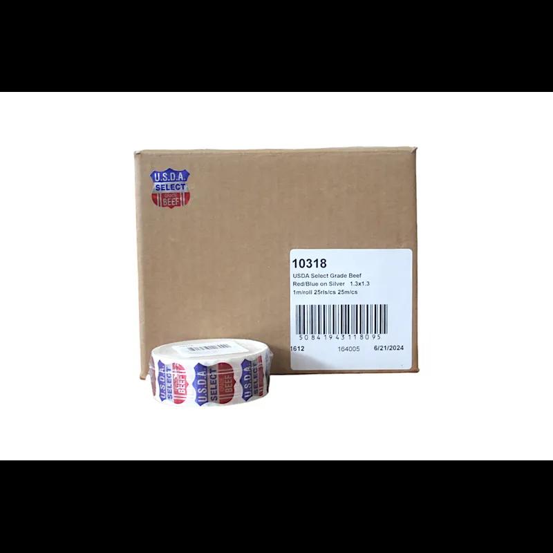 USDA Select Grade Beef Meat Label 1.3X1.3 IN Red Blue Silver Shield 1000 Count/Roll 25 Rolls/Case 25000 Count/Case