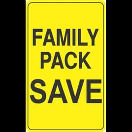 Family Pack Save Meat Value Family Label 2.2X3.6 IN Yellow Black 250 Count/Roll 20 Rolls/Case 5000 Count/Case