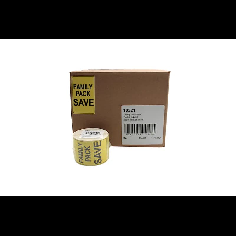 Family Pack Save Meat Value Family Label 2.2X3.6 IN Yellow Black 250 Count/Roll 20 Rolls/Case 5000 Count/Case