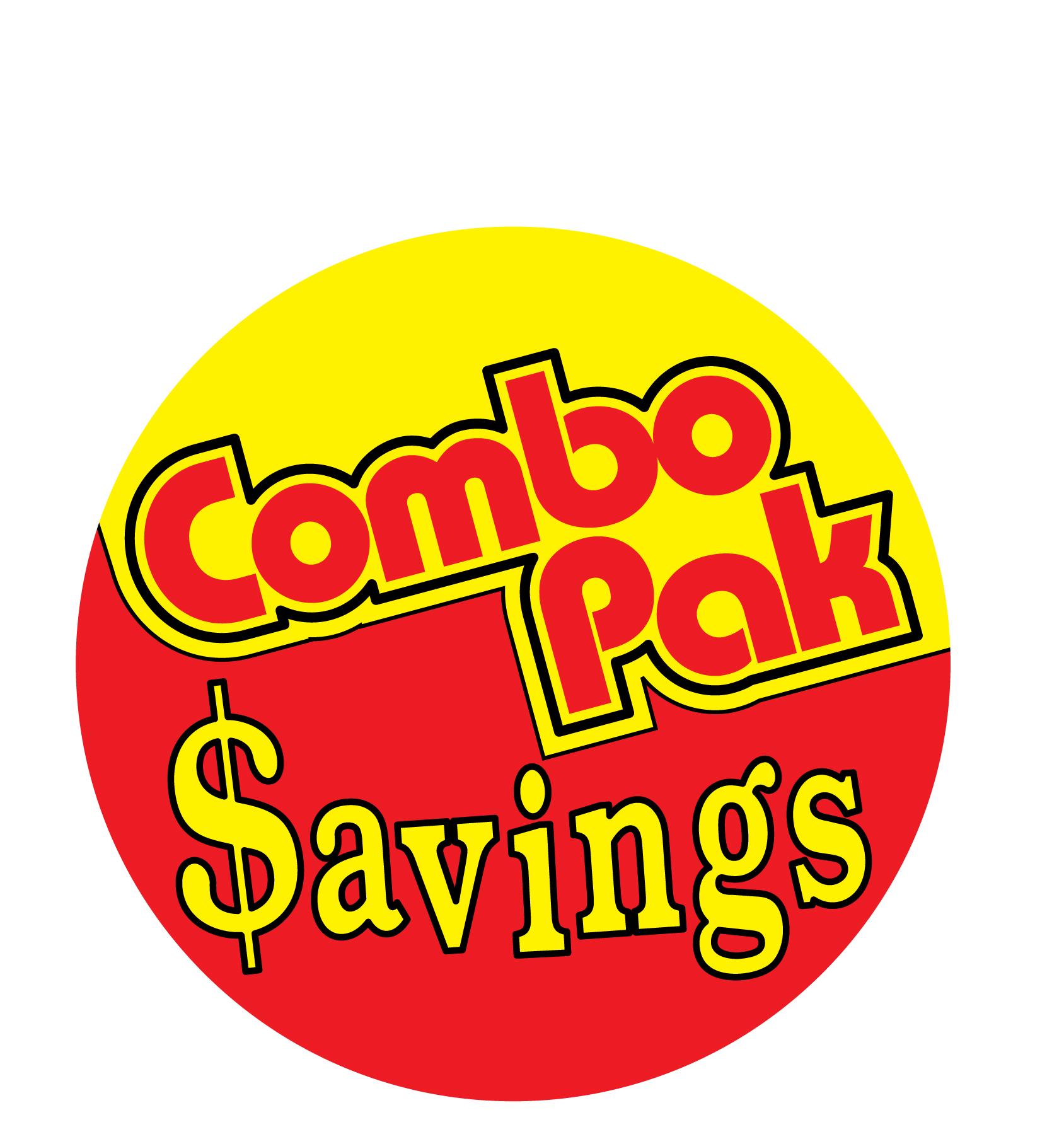 Combo Pak $avings Meat Promotional Label 4.625 IN Red Yellow Black Circle 500 Count/Roll 4 Rolls/Case 2000 Count/Case