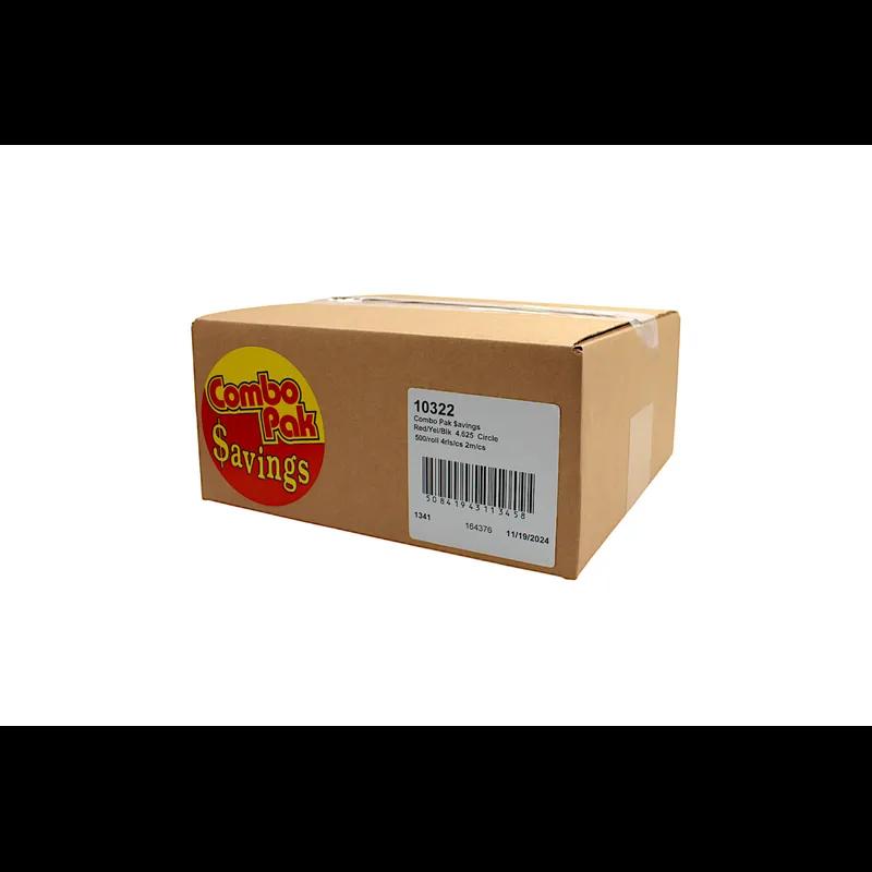 Combo Pak $avings Meat Promotional Label 4.625 IN Red Yellow Black Circle 500 Count/Roll 4 Rolls/Case 2000 Count/Case