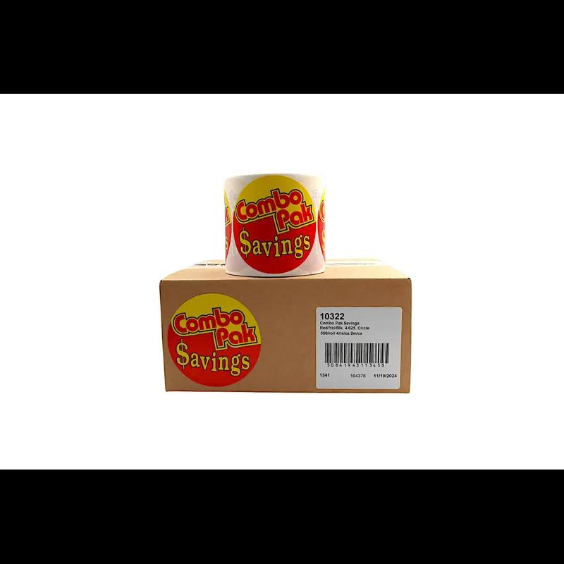 Combo Pak $avings Meat Promotional Label 4.625 IN Red Yellow Black Circle 500 Count/Roll 4 Rolls/Case 2000 Count/Case
