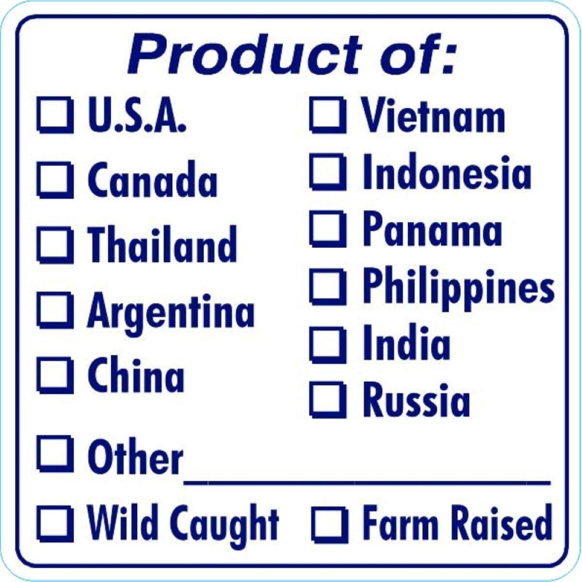 Product of Meat Origin Label 2X2 IN Blue 1000 Count/Roll 20 Rolls/Case 20000 Count/Case