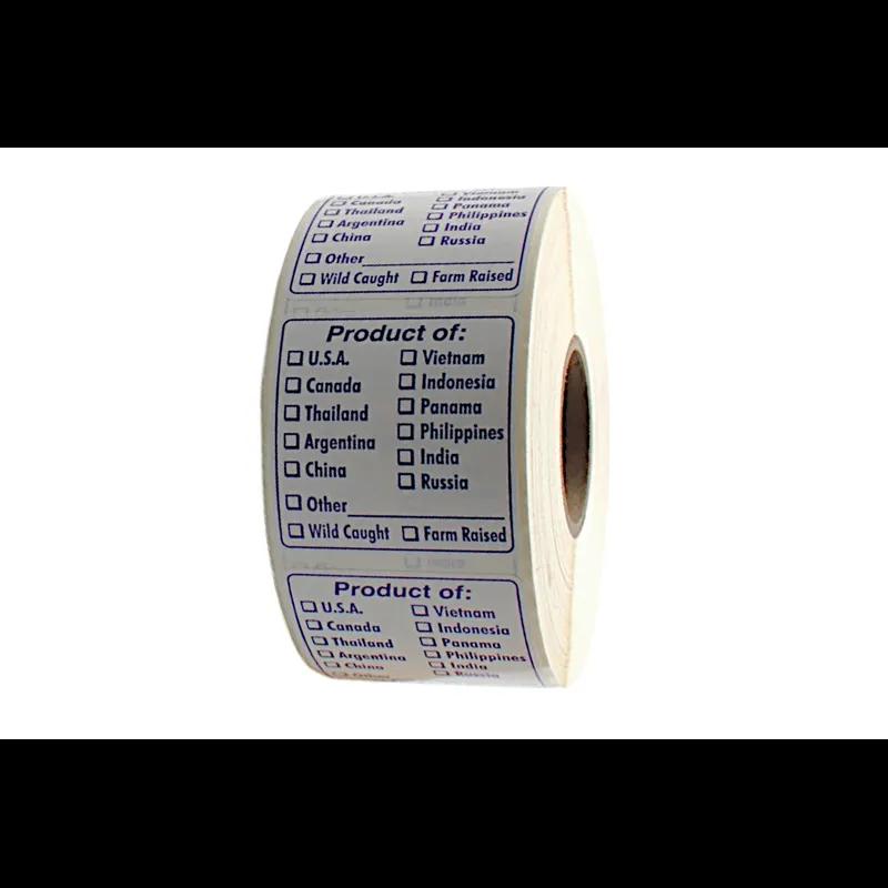 Product of Meat Origin Label 2X2 IN Blue 1000 Count/Roll 20 Rolls/Case 20000 Count/Case