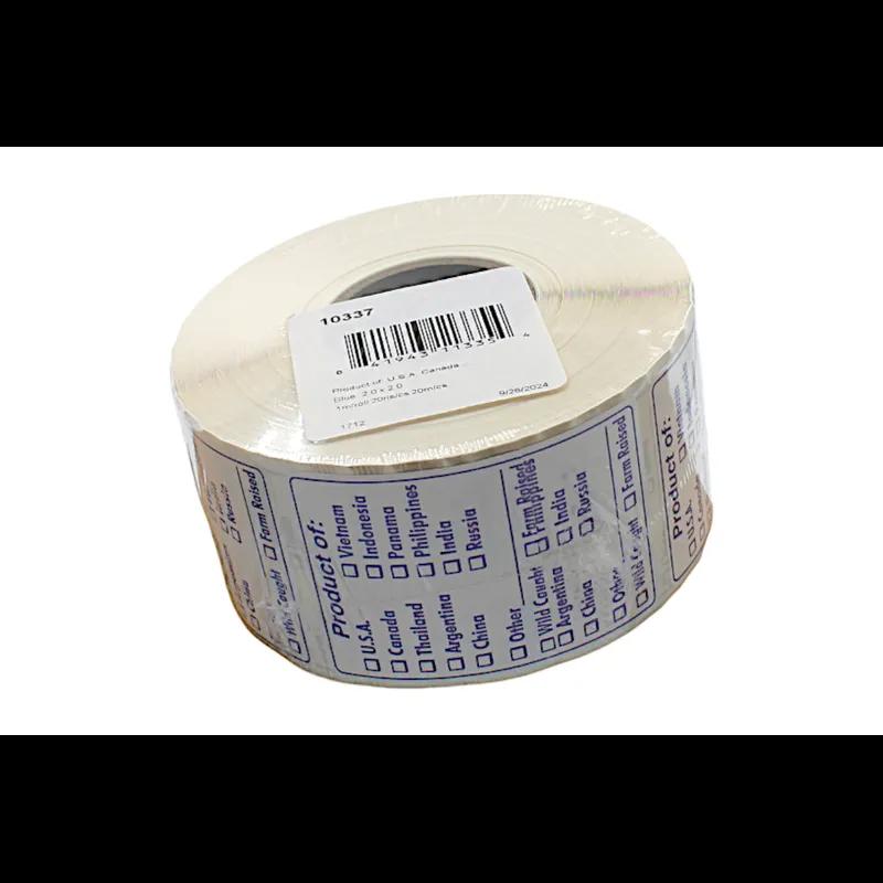 Product of Meat Origin Label 2X2 IN Blue 1000 Count/Roll 20 Rolls/Case 20000 Count/Case